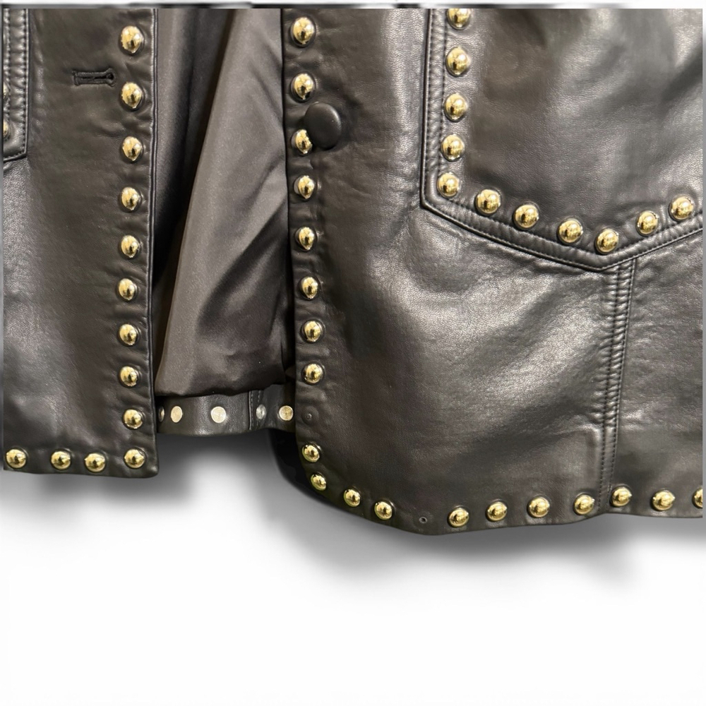 COLIN LOCASCIO Black Studded Bernie Vegan Leather Jacket S - Picture 9 of 9